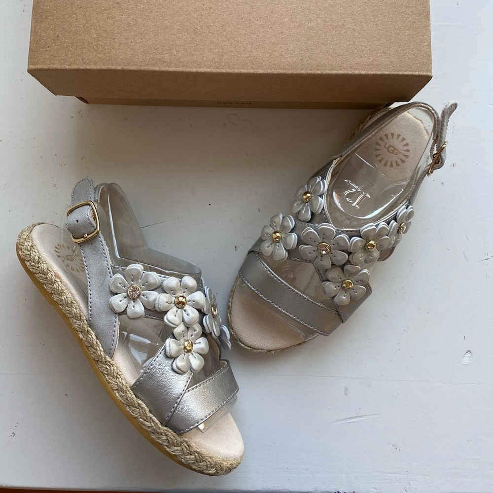 Ugg girls silver sandals size 12 new